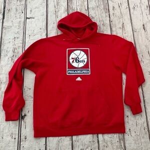 Philadelphia 76ers NBA Basketball Sports Adidas Hoodie Red Sweatshirt